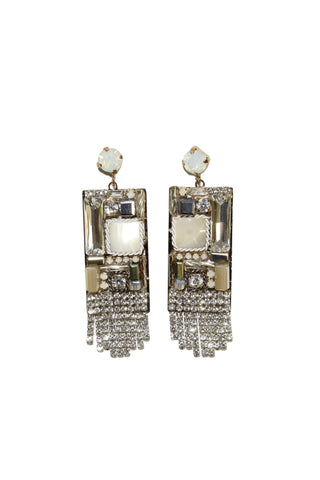 Mosaic Drop Earrings Crystal Quartz