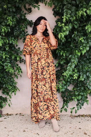 Dilon Olivia Dress Tangerine in Cotton