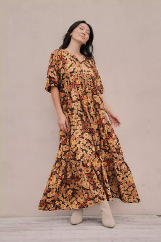 Dilon Olivia Dress Tangerine in Cotton
