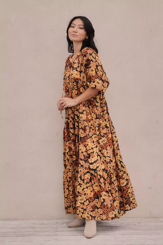 Dilon Olivia Dress Tangerine in Cotton