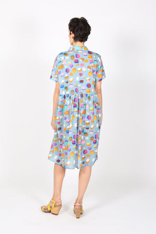Confetti Long Villa Dress Blue in Cotton Voile