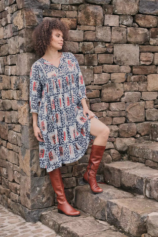 Felix Kristy Dress Navy in Cotton