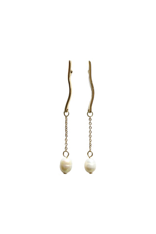Isla Pearl Drop Earrings Gold