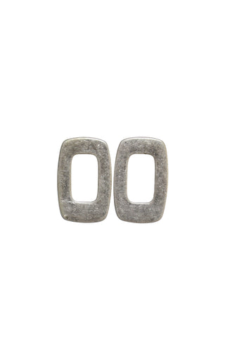 Mod Block Stud Earrings Matte Silver