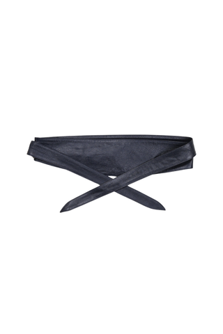 Wrap Waist Leather Belt Navy