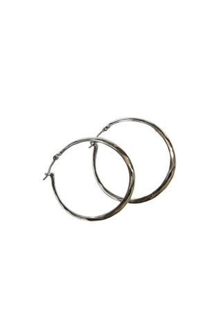 Molten Hoop Earrings Shiny Silver