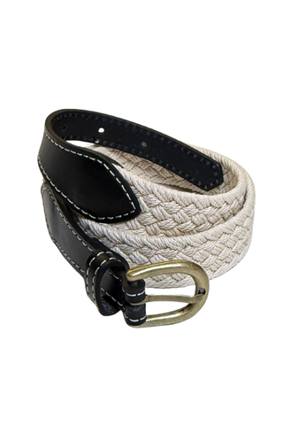 Thea Belt in Canvas and Leather Black