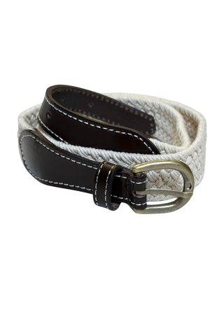 Thea Belt in Canvas and Leather Brown