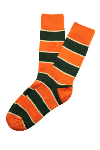Milkbar Stripe Cotton Socks Orange and Bottle Green