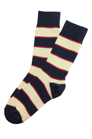 Milkbar Stripe Cotton Socks Navy and Cream
