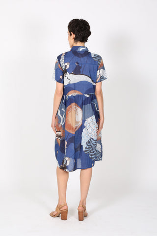 Festival Villa Dress Long Blue in Cotton Voile