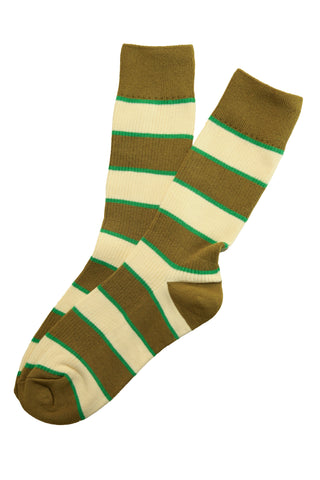 Milkbar Stripe Cotton Socks Khaki and Cream