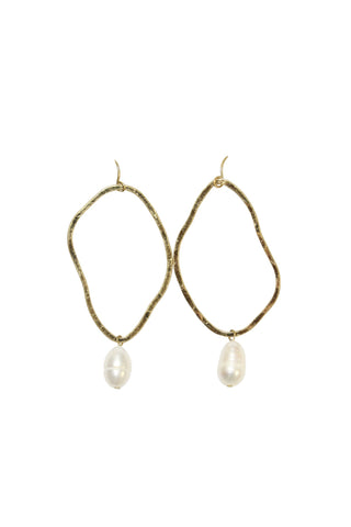 Ripple Pearl Hoops Gold
