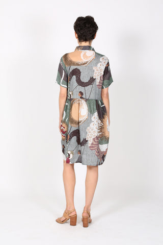 Festival Villa Dress Green in Seersucker