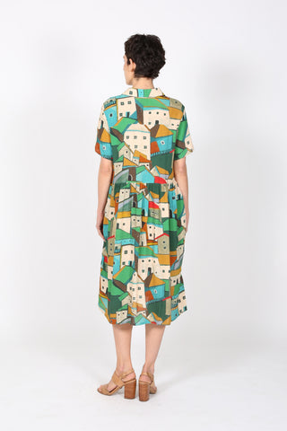 Pueblito Villa Dress Long Green in Viscose