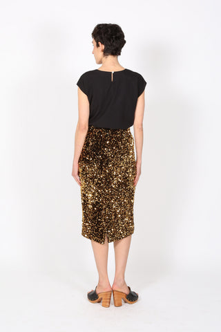 Nova Skirt Gold in Sequinned Velvet