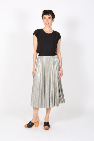 Champagne Pleat Skirt Gold