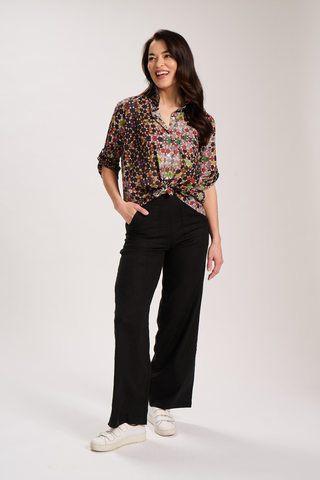 Peggy Lino Long Pants Black in Linen