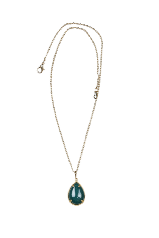 Drop Stone Necklace Emerald