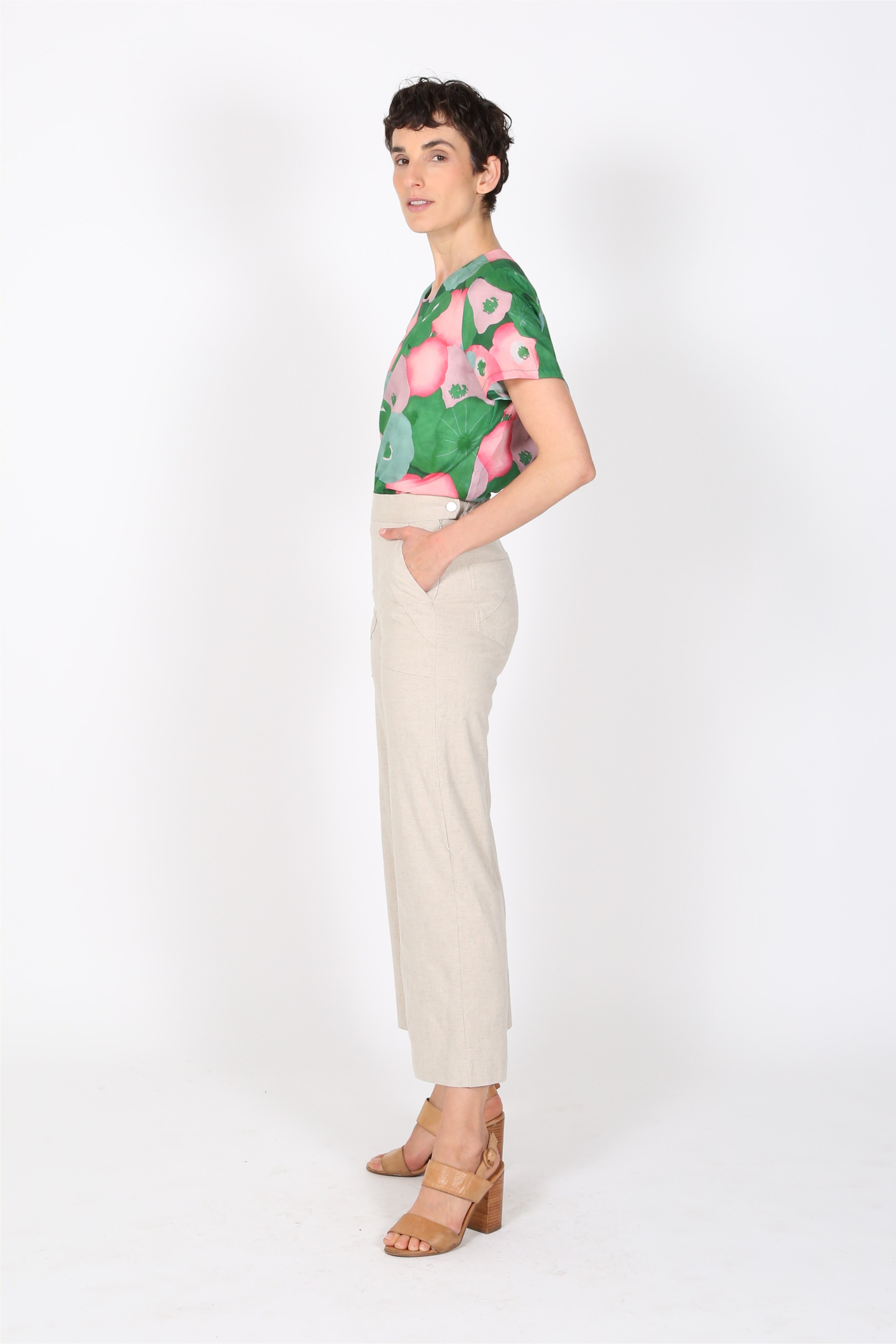 Peggy Lino Pants Oat in Linen