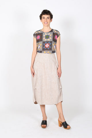Milwaukee Panorama Skirt Beige in Herringbone Linen