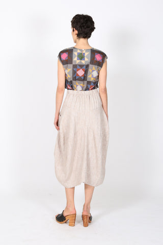 Milwaukee Panorama Skirt Beige in Herringbone Linen