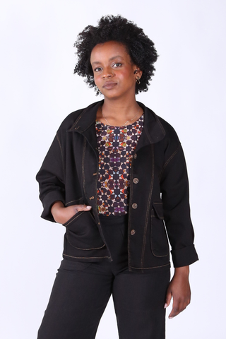 Billie Jacket Black in Denim