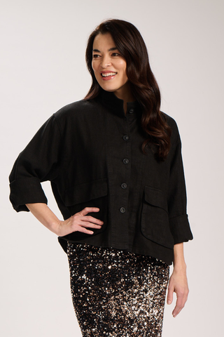 Billie Fiesta Jacket Black in Linen