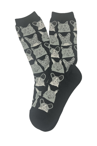 Tabitha Cat Socks Black