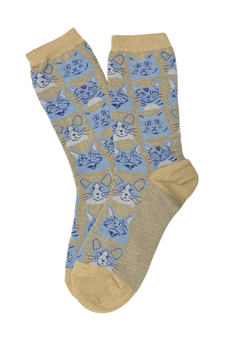 Tabitha Cat Socks Oat