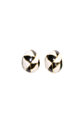 Audrey Hoop Earrings Black and White