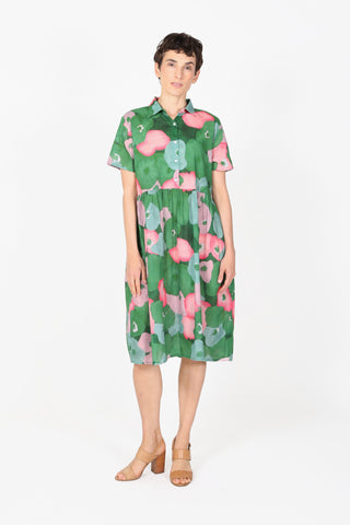 Zahara Long Villa Dress Green in Cotton Voile