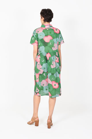 Zahara Long Villa Dress Green in Cotton Voile