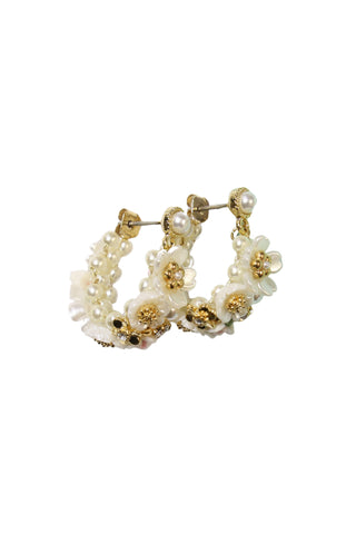 Flora Pearl Hoop Earrings Cream