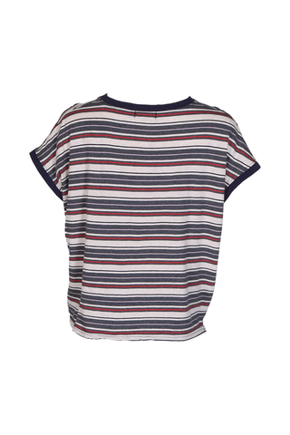 Haco Slouch Stripe Cotton T-Shirt Navy