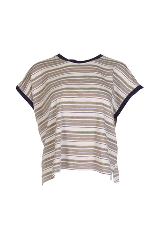 Haco Slouch Stripe Cotton T-Shirt Beige