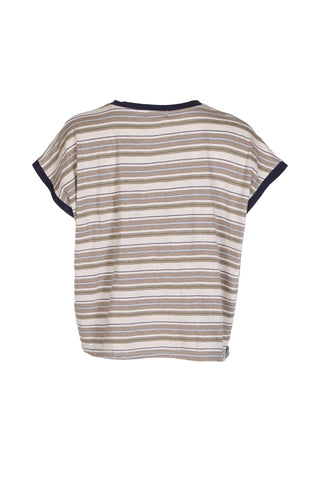 Haco Slouch Stripe Cotton T-Shirt Beige