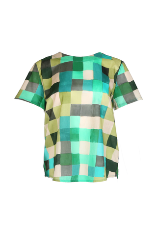 Tessera Top in Forest in Cotton Voile