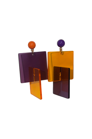 Panel Earrings Purple and Orange