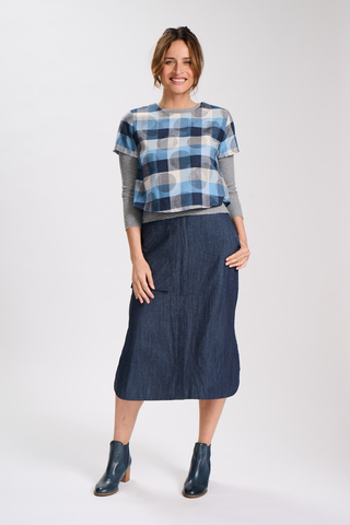 Piper Adele Skirt Indigo in Cotton/Linen