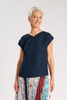 Amelie Two-Way Tee Navy in Linen/Rayon
