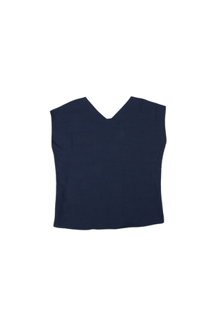 Amelie Two-Way Tee Navy in Linen/Rayon