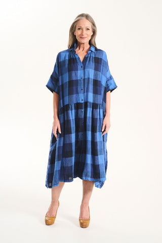 Amstel Dress Blue in Linen
