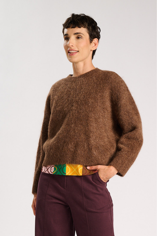 Aspen Knit Sweater Chocolate in Alpaca