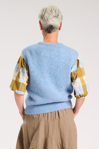 Aspen Round-Neck Vest Baby Blue in Alpaca