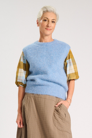 Aspen Round-Neck Vest Baby Blue in Alpaca