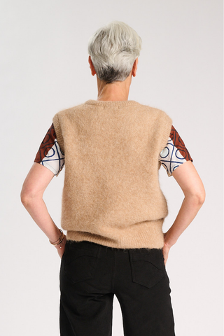 Aspen Round-Neck Vest Beige in Alpaca