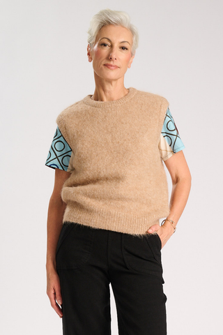 Aspen Round-Neck Vest Beige in Alpaca