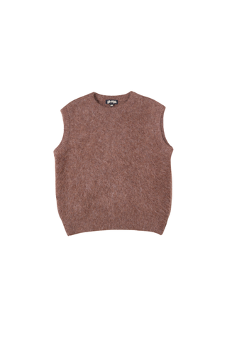 Aspen Round-Neck Vest Chocolate in Alpaca