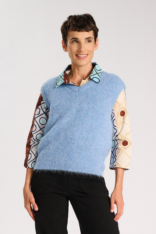 Aspen V-Neck Vest Baby Blue in Alpaca